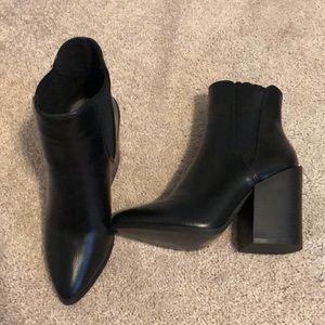 Black leather booties